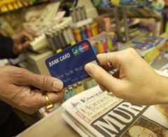 Consumers continue to use their debit cards for small purchases.